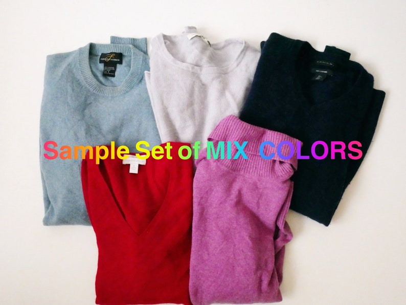 Lot of 5 Cashmere Sweaters for Craft Cutter/Upcycled Sweaters/DIY/Black/Mix/Green/Blue image 4