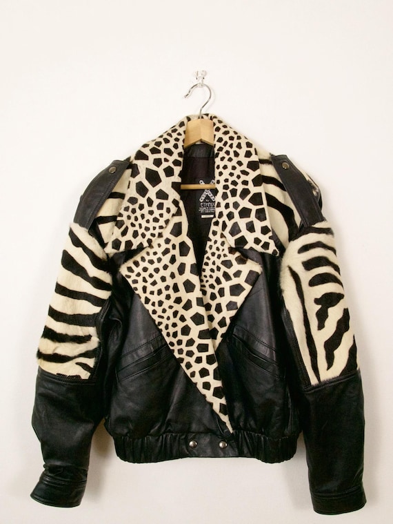 Vintage X by Ethnix Black/cow Hide Trim Leather Jacket