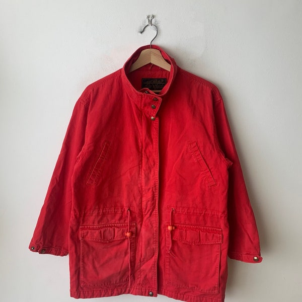 Vintage Eddie Bauer Red Denim Cotton Anorak Jacket/Drawstring Jacket/Women's M