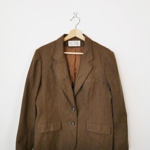 Vintage 90s Evan Picone Women&#39;s Brown Wool Tailored Jacket/Blazer