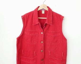 Vintage Denim & Co Women’s 90s Red Utility Denim Vest