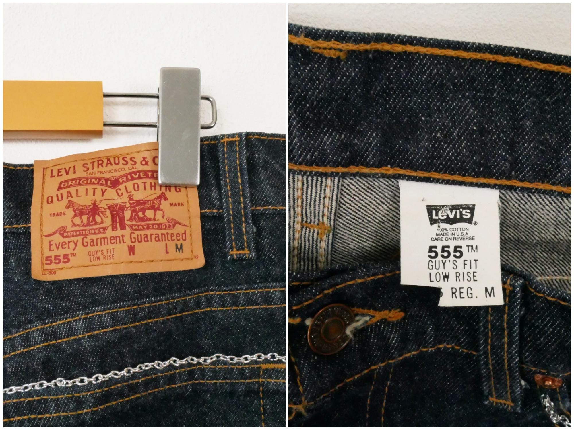 1990s Levi's 555 Made in USA Women's Straight Leg Raw Denim Jeans