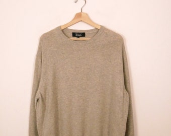 vintage Pull ras du cou en cachemire gris clair/Pull minimal/Pull/Unisexe