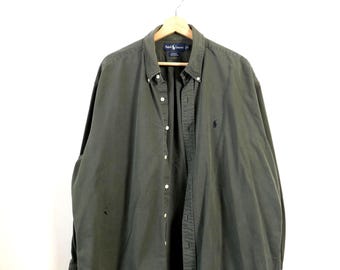 Vintage Ralph Lauren Shirt: Large, Beige - Mens Polo Blake Long