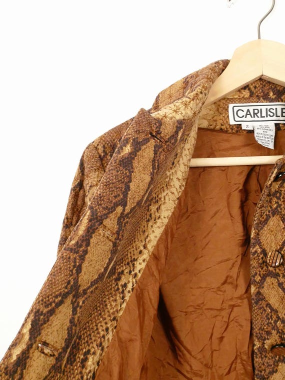 Vintage 90s Python Pattern button down quilt Jack… - image 5