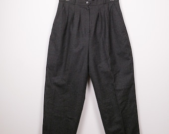 Vintage 80s Daniels Wide Leg Front Pleated Trousers White Pants