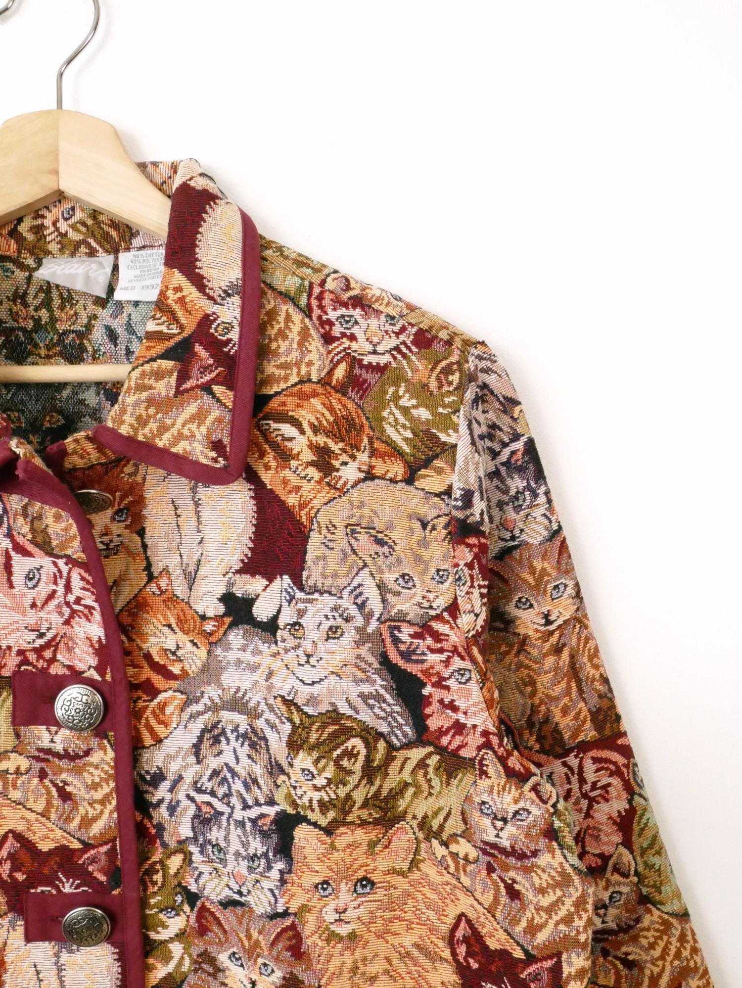 Vintage Cat/kitten Allover Pattern Jacquard Tapestry Jacket