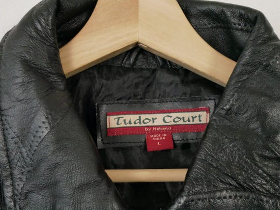 Women's Black Leather Patchwork Button down Jacke… - image 5