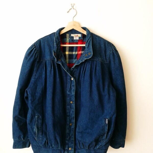 Vintage 1980's Women's Flannel Lined Snap button Jean Jacket/Denim Jacket