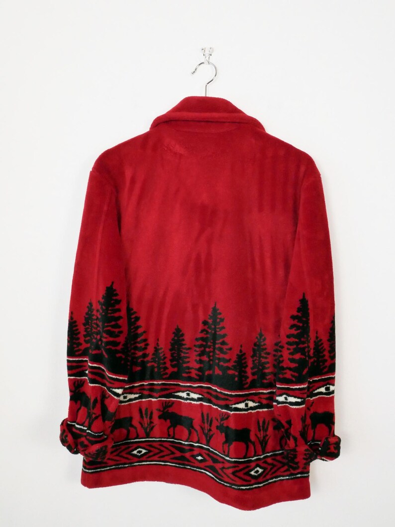 Chaqueta polar extragrande de alce rojo para mujer de Robert Kitchen Canadá, años 90 imagen 7