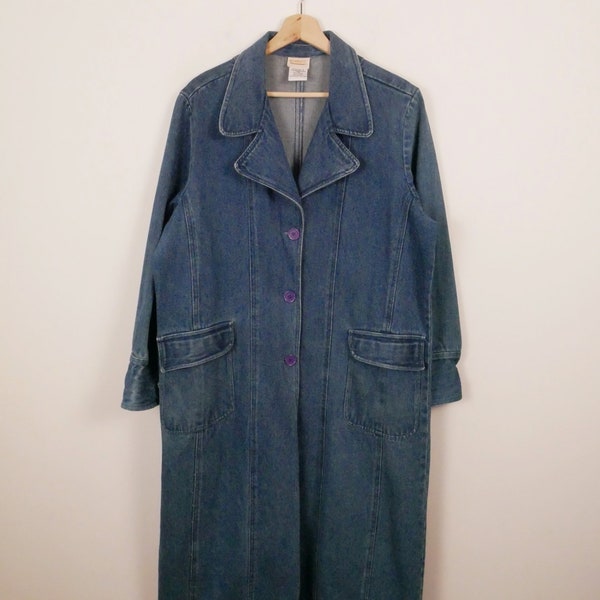 Maxi manteau vintage en jean pour femme des années 1990/Roaman