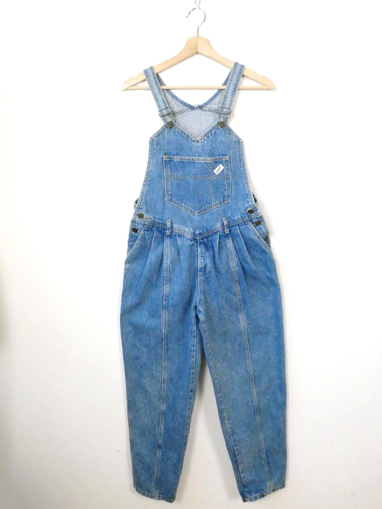 Vintage 90s Guess Women's Denim Overalls Medium Wash- Made in USA