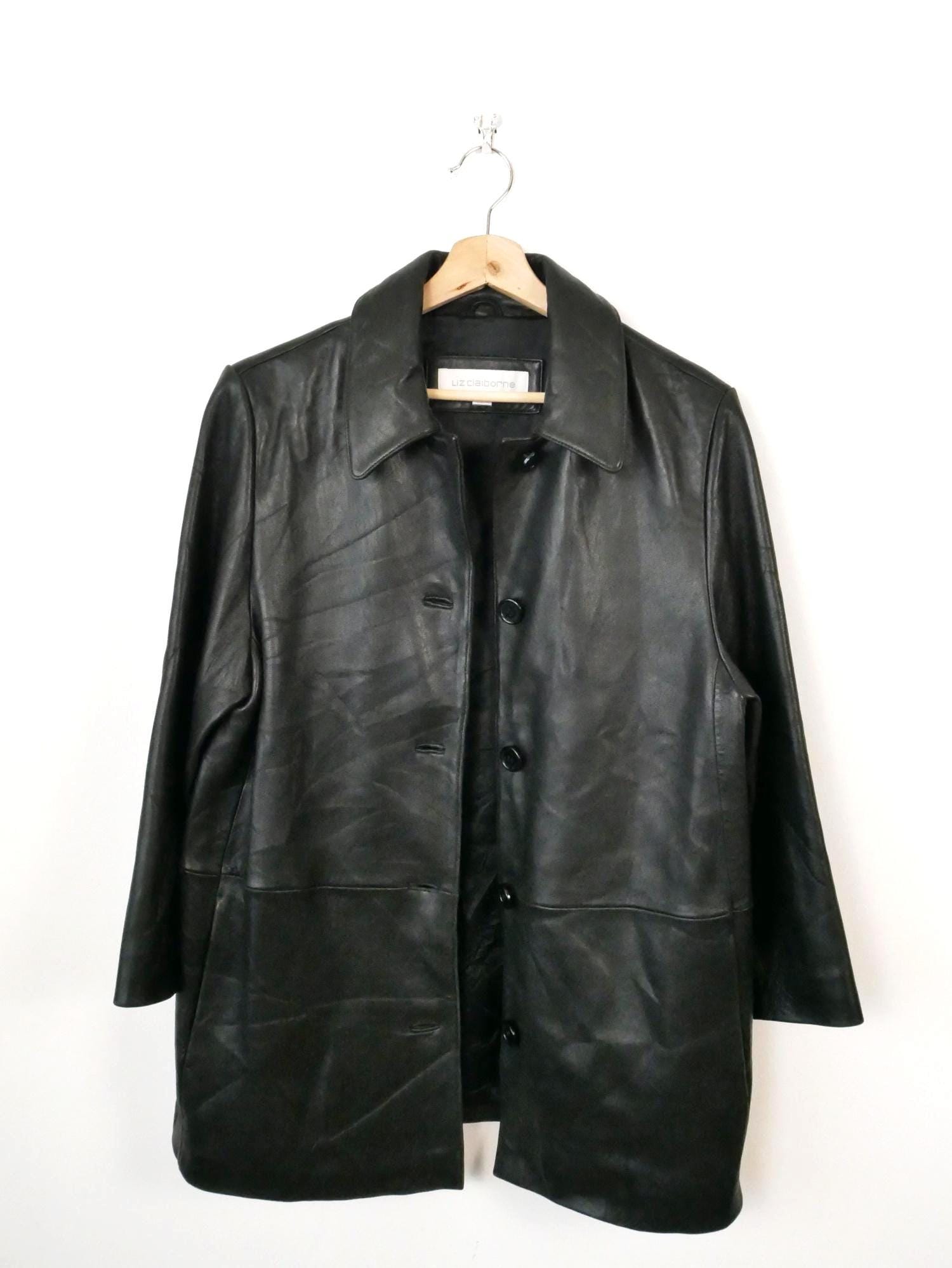 Claiborne 90s 中綿ラムスキンレザージャケット 黒 XL. 古着 90~00年代 クレイボーン Claiborne 中綿入り レザージャケット