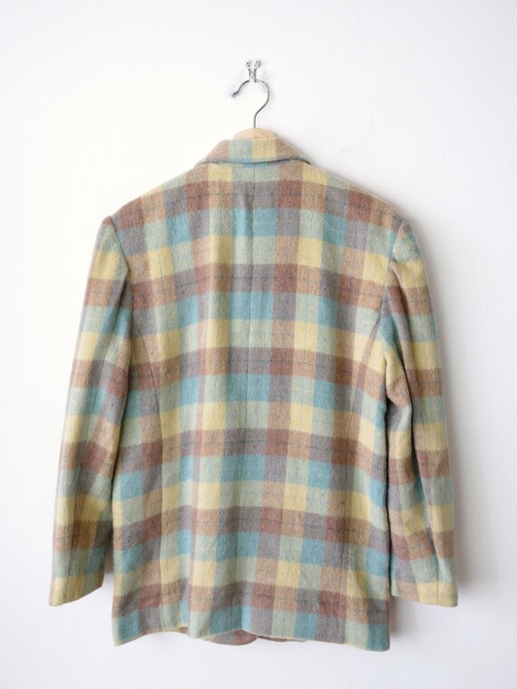 Vintage Ecru/Pale Blue/Brown Checked Women's Boxy… - image 6