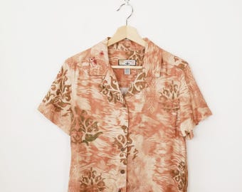 Chemise Hawaïenne Caribbean Joe Pour Homme - Taille L, Bleu Floral, Vintage