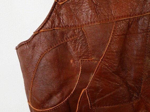 Vintage Patchwork Leather Shearling Vest/Men's Le… - image 7