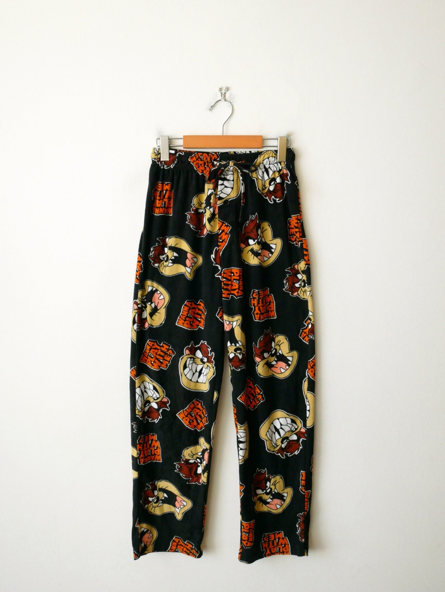 Looney Tunes Taz Handsome Devil Men's Sleep Pants - Black Pajama Pants With Elastic Waist