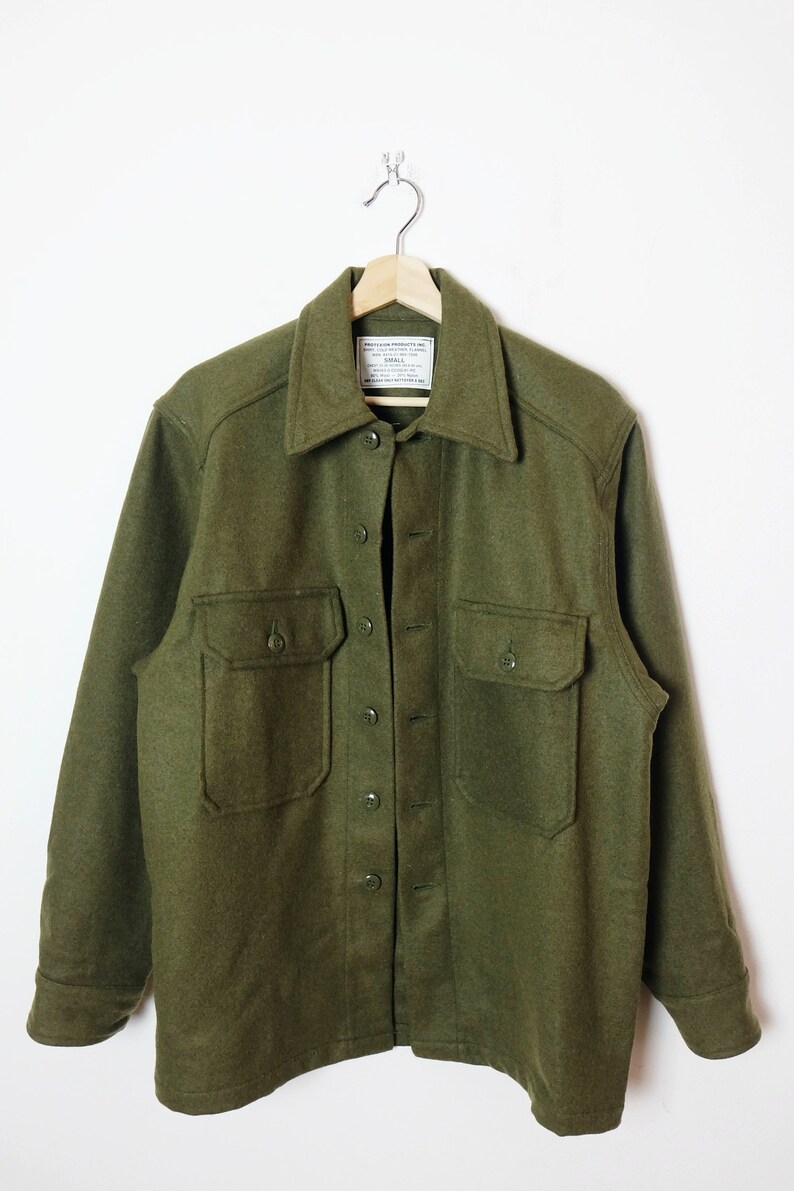 Vintage 1980's Canadian Army Cold Whether Wool Field Shirt/Deadstock/NEW/XS/S/M image 2