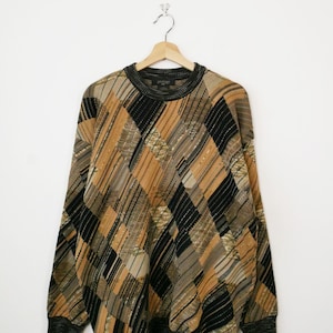 Vintage 1990s Protégé Men&#39;s Abstract Knit Sweater