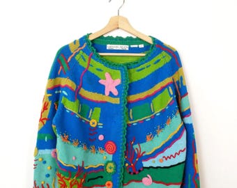 Vintage Michael Simon Beach/Ocean Theme Sweater /AS IS