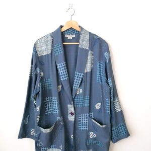 Vintage 90er Jahre Floral / Abstrakt Damen Leichte Jacke / Boxy Blazer