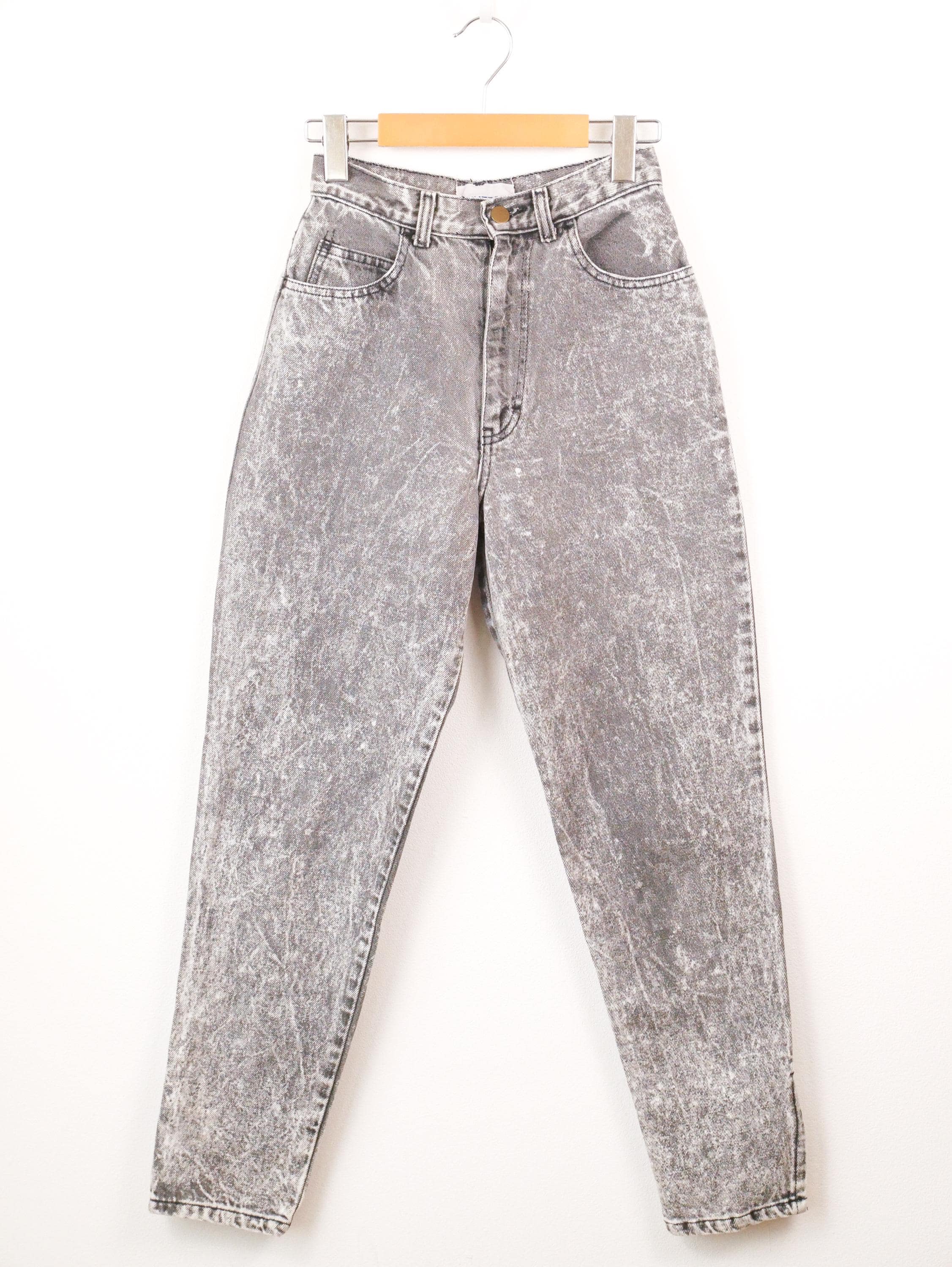 Vintage 90s Mainframe Gray Acid Wash High Waist Tapered Jeans Mom