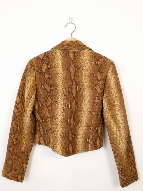 Vintage 90s Python Pattern button down quilt Jack… - image 6