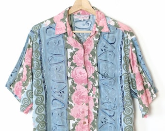 Vintage Floral Short sleeve Blouse/Women's Shirt