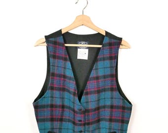 Vintage 1990s 90s Woolrich Wool Vest - Sunset Rainbow Striped
