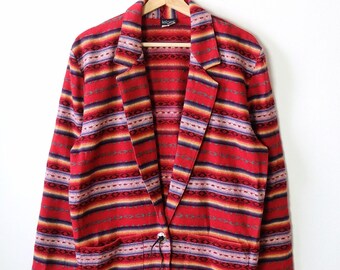 80s Women's southwestern red striped blazer