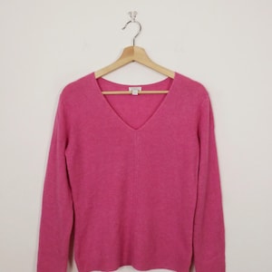 Women's Pink Pure Cashmere V-neck Sweater