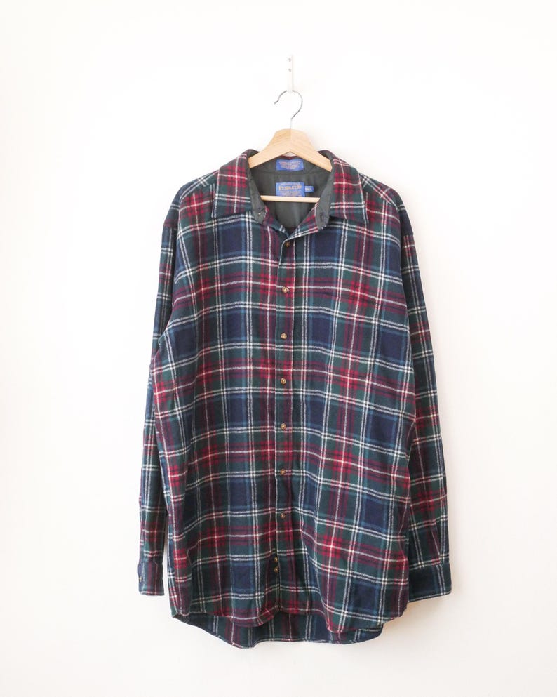 Vintage 90s Pendleton Men’s Plaid Wool Flannel Shirt Jacket