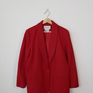 Giacca sartoriale in lana vintage anni &#39;90 da donna/Blazer squadrato/Rosso