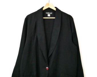 Blazer/Chaqueta ligera holgada negra vintage para mujer