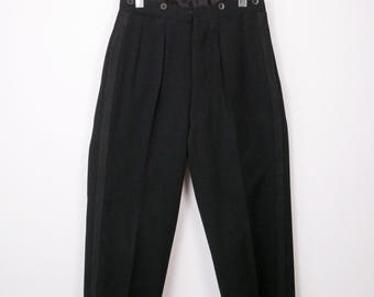 Pantaloni eleganti neri a pieghe da uomo vintage anni '80