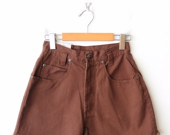 Short en jean taille haute marron non porté vintage des années 90/W23