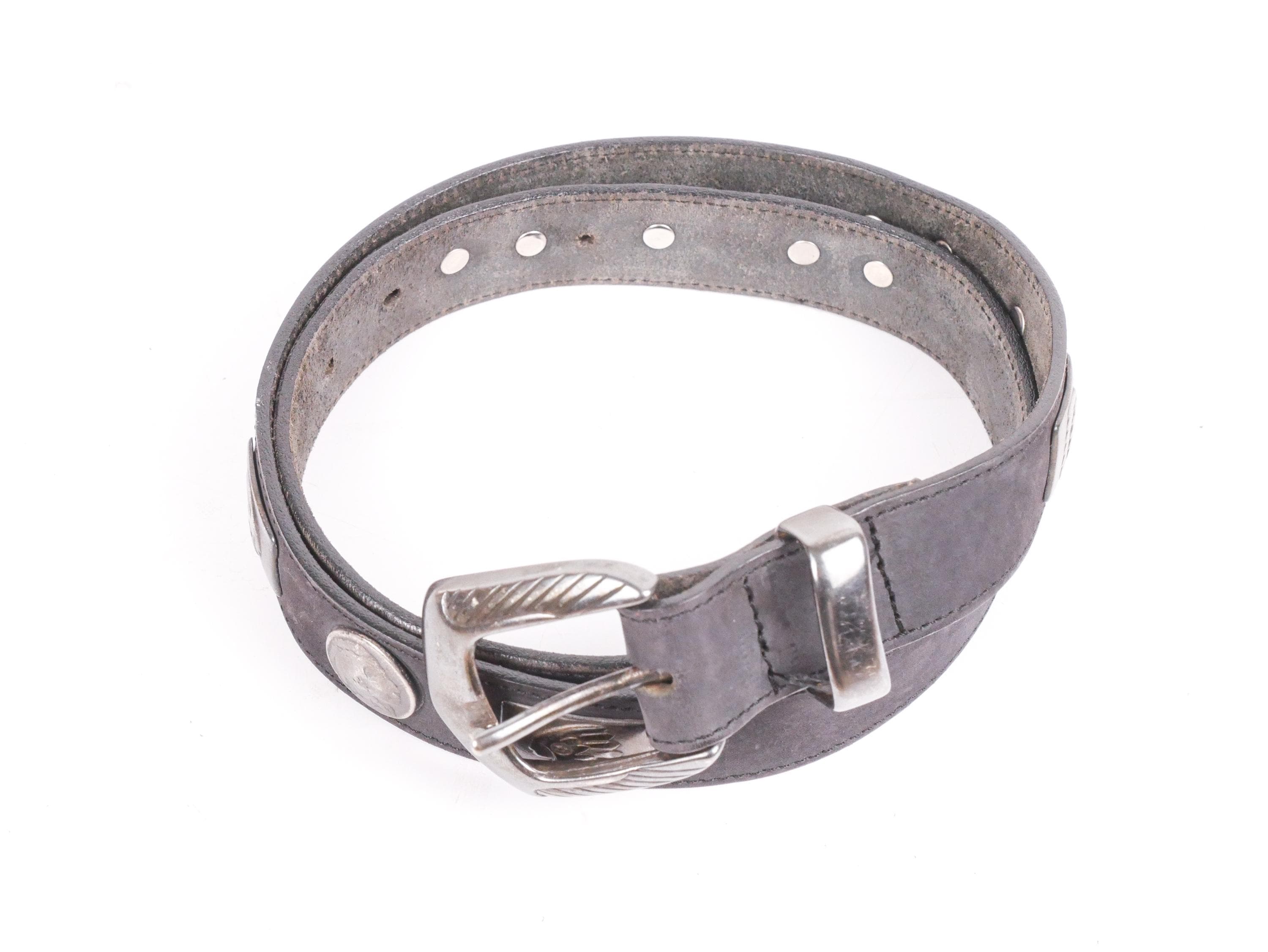 ?Another line adjustable silver tone leather belt Concitor Men main image 4