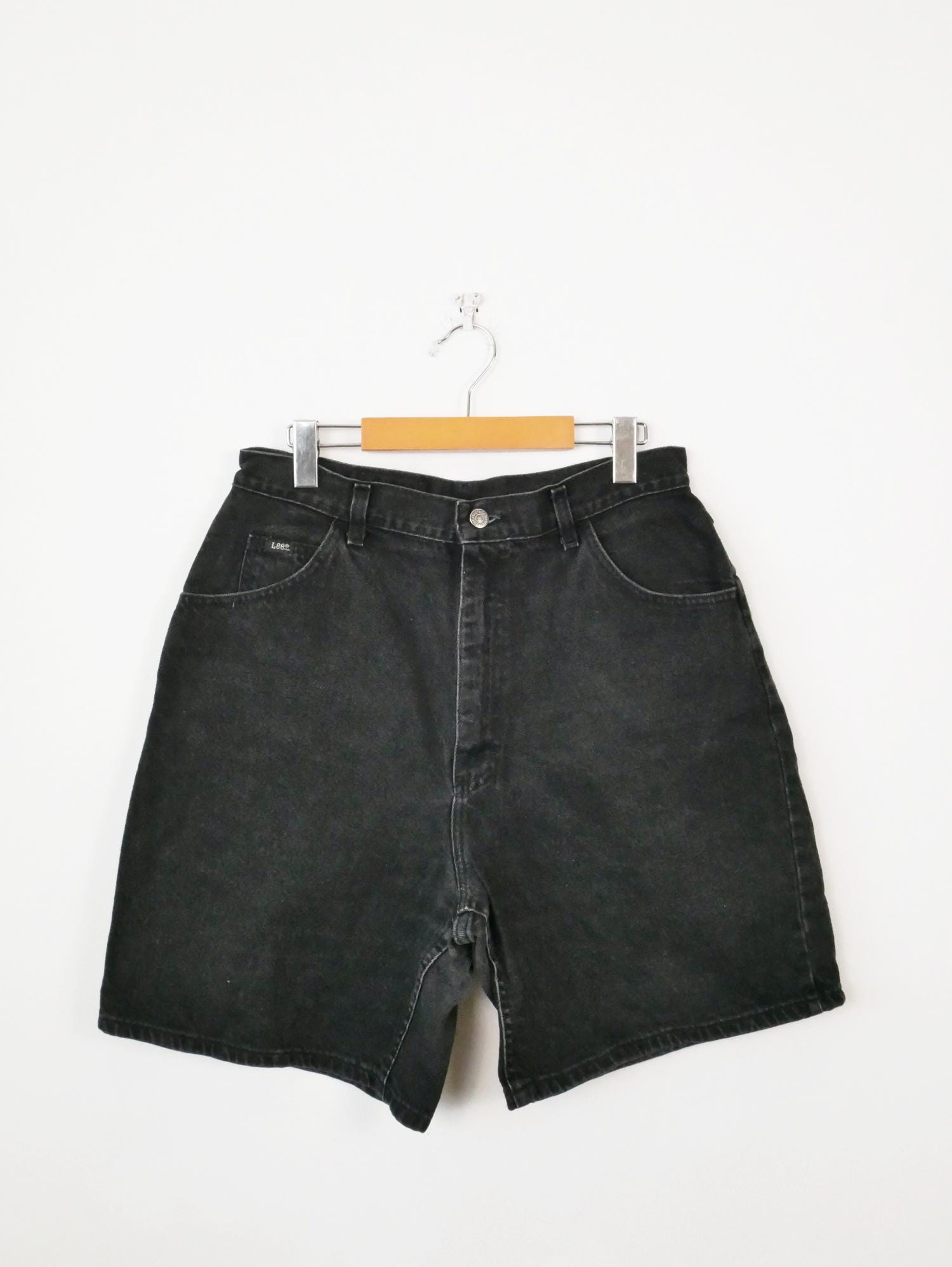 【repeat】あさま様 Vintage 90s Lee Black Denim High Waist Shorts/women's Jean