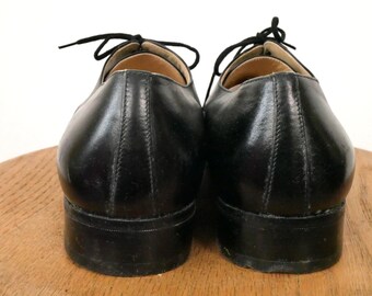 Vintage Tanino Crisci Men's Black Leather Cap Toe Oxford Shoes