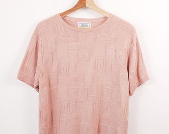 Vintage Adeline by Alfred Dunner Women’s 90s Pink Knit Top-Made in USA