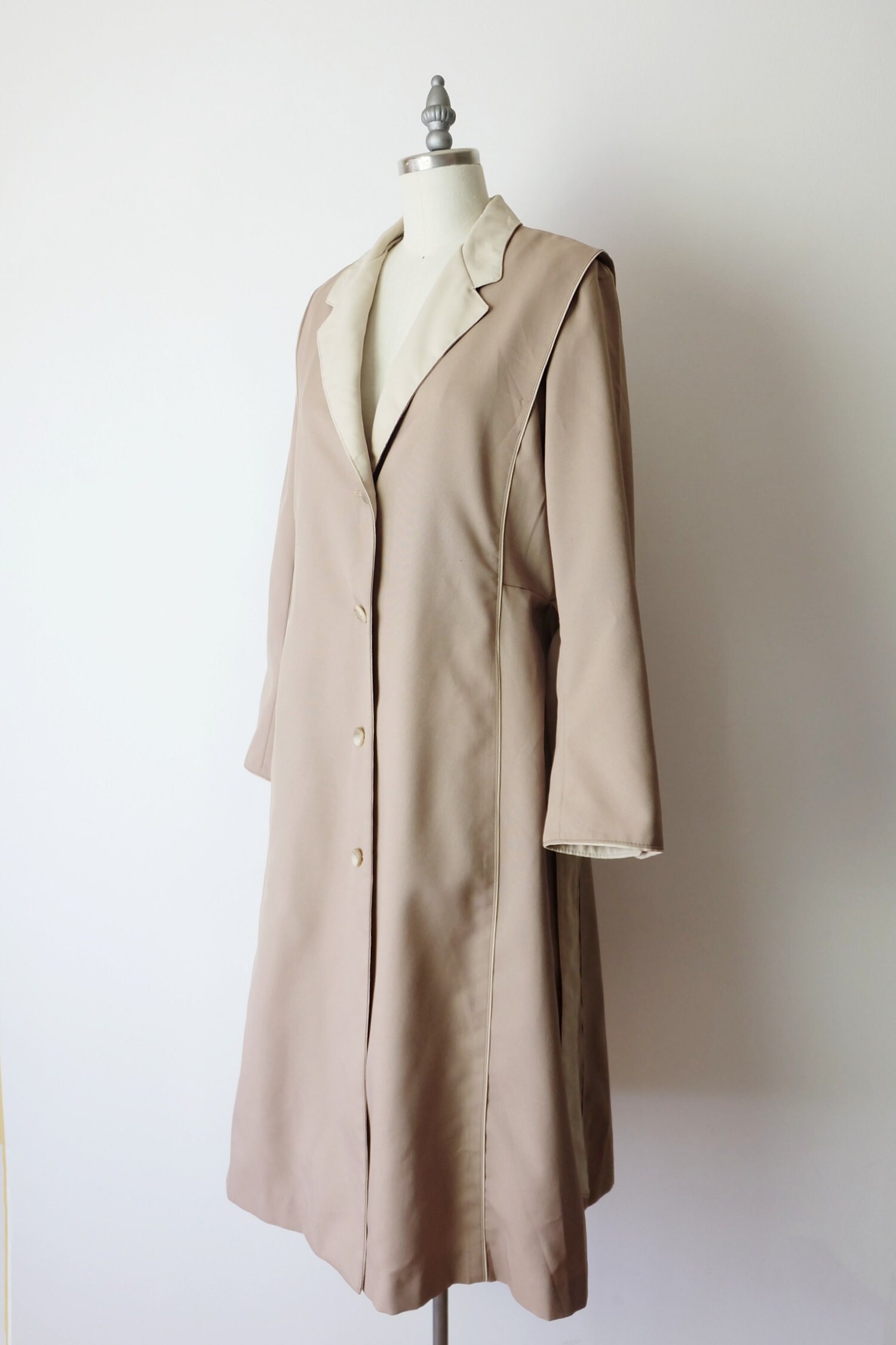 Vintage Sand Beige/Ivory Trench Coat/Rain Coat/Minimal Coat | Etsy