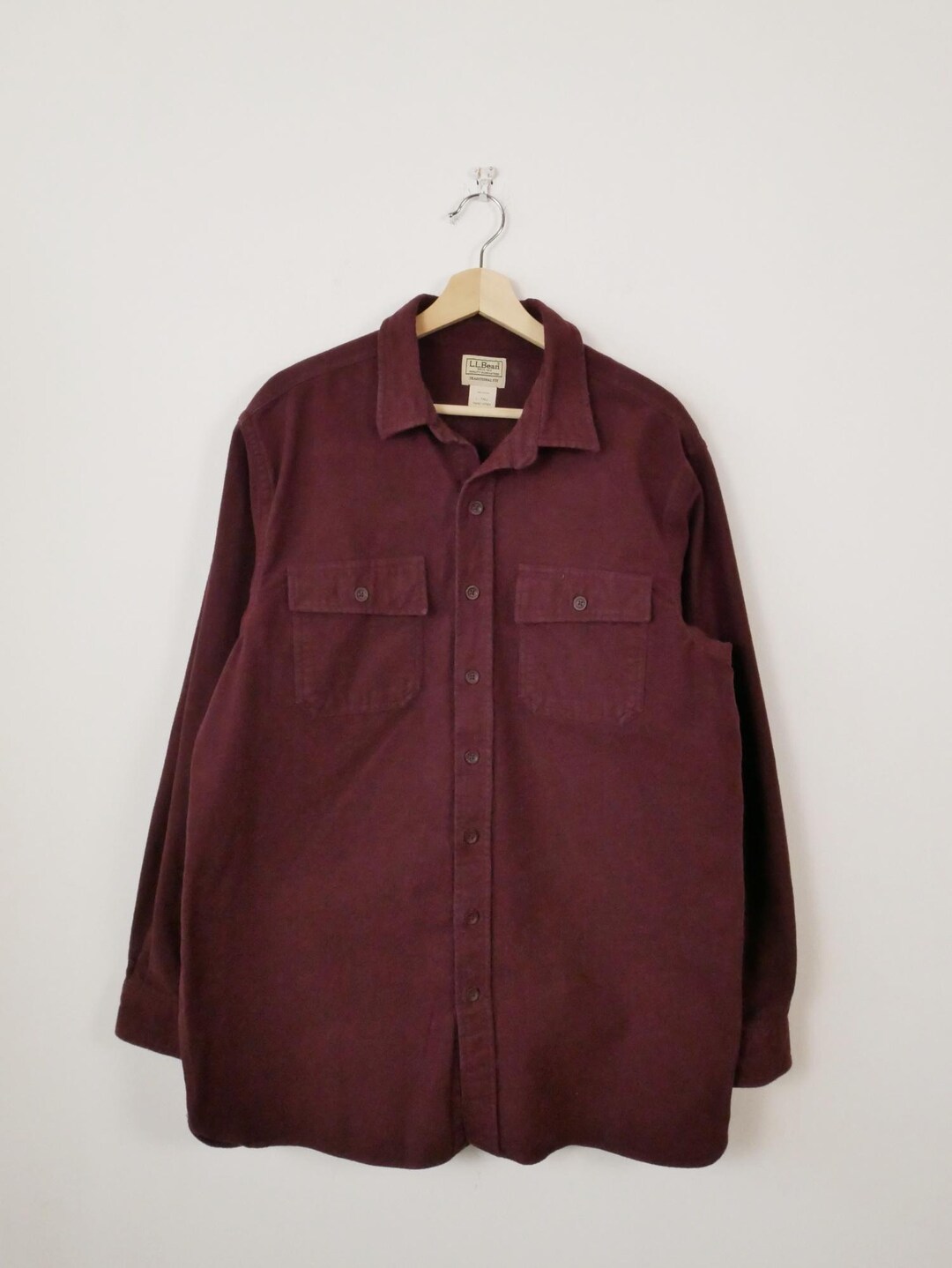 L.l.bean Men's Burgundy Chamois Shirt/men's Long Sleeve Shirt/l-tall - Etsy