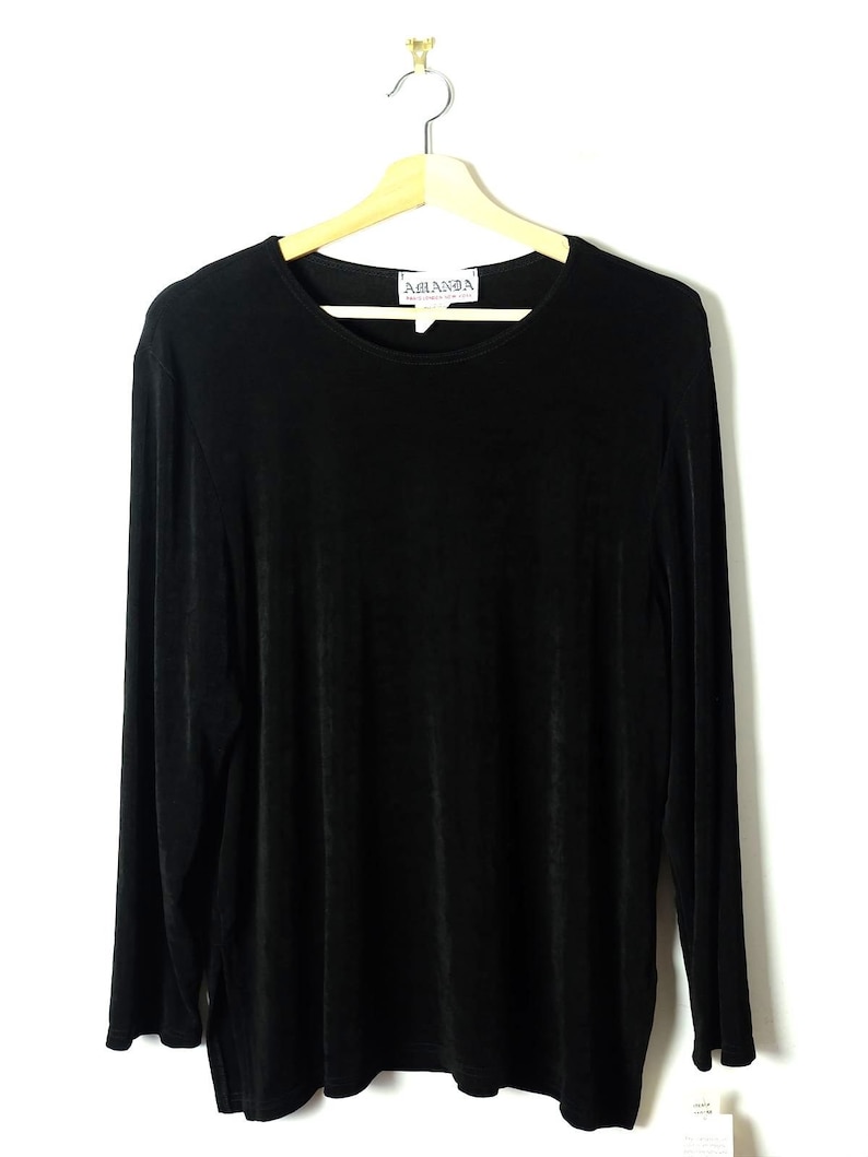 ON SALE Vintage Oversized Plain Black Long sleeve Slouchy BlouseTop from 90/'sminimal