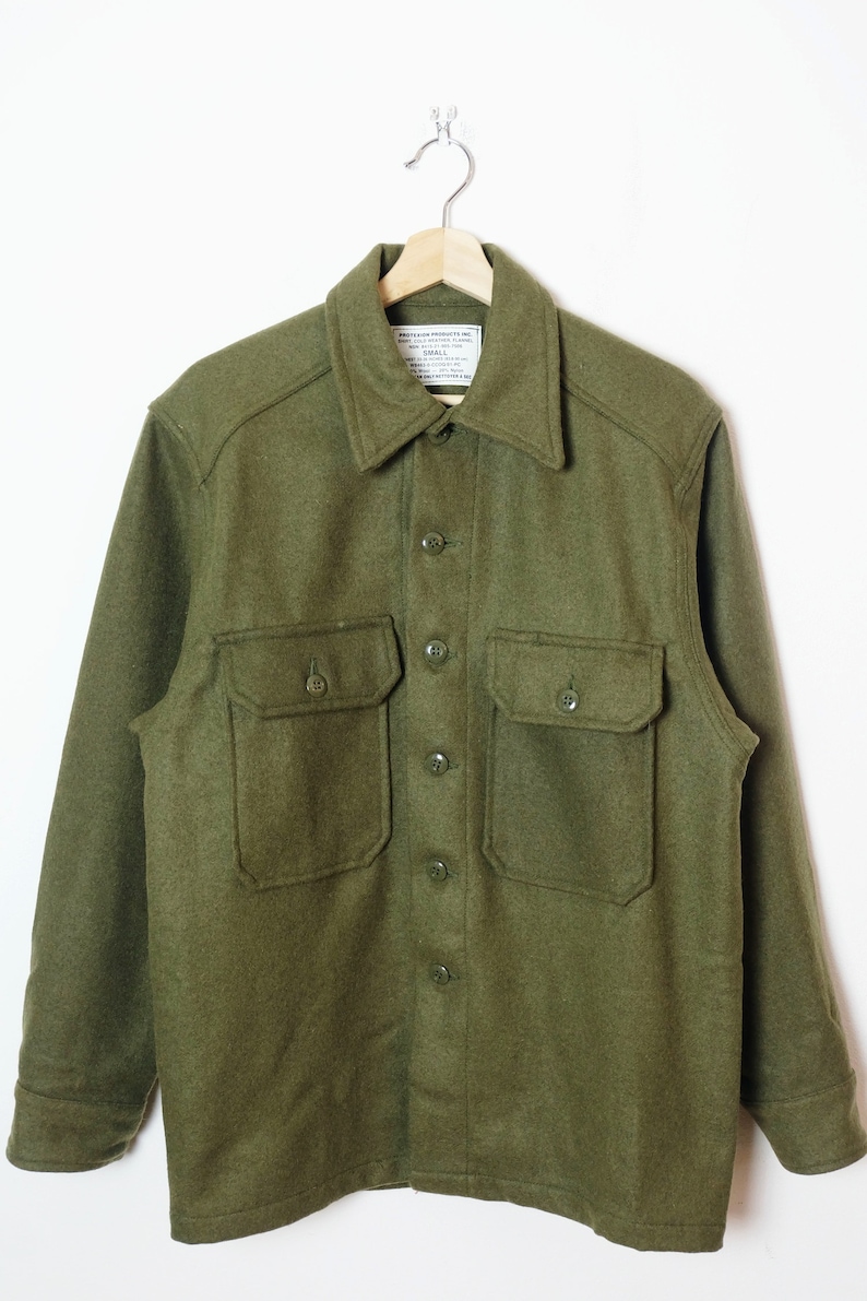 Vintage 1980's Canadian Army Cold Whether Wool Field Shirt/Deadstock/NEW/XS/S/M image 3