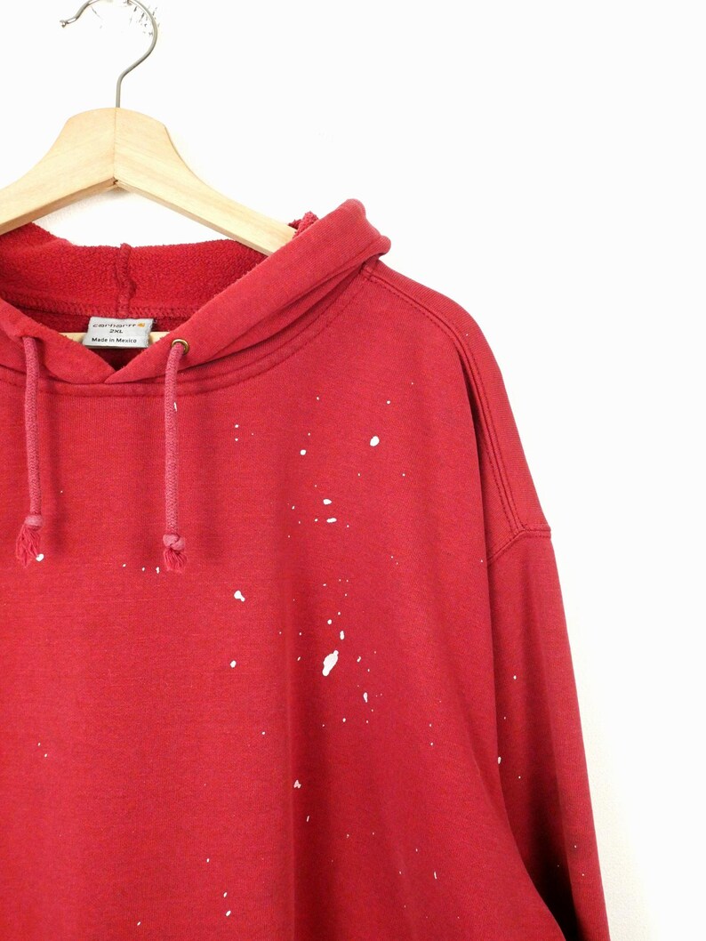 Carhartt Distressed Men's Red Paint Splatter Hoodie 2XL Bild 3
