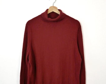 Land's end Women's Burgundy Pure Cashmere Turtle neck Sweater/Lightweight Sweater