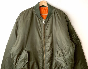 Vintage Sage Green MA-1 Flight Bomber Jacket/nxp/made in