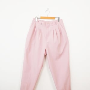 Vintage 80s Pastel Pink High Waisted Tapered pleated Pants/Slacks/W30-33