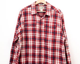 L.L.Bean Traditional Fit Plaid Cotton Flannel Button Up Shirt