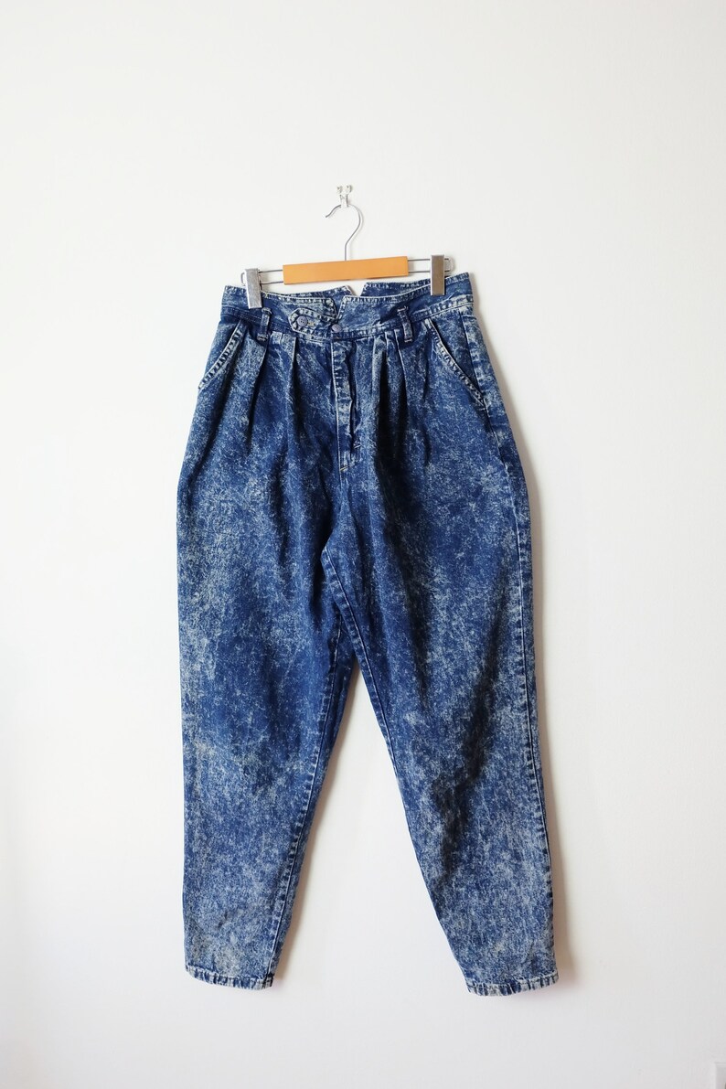 Vintage High Waist Acid Wash tapered Denim PantsJeans from 1980/'sW28